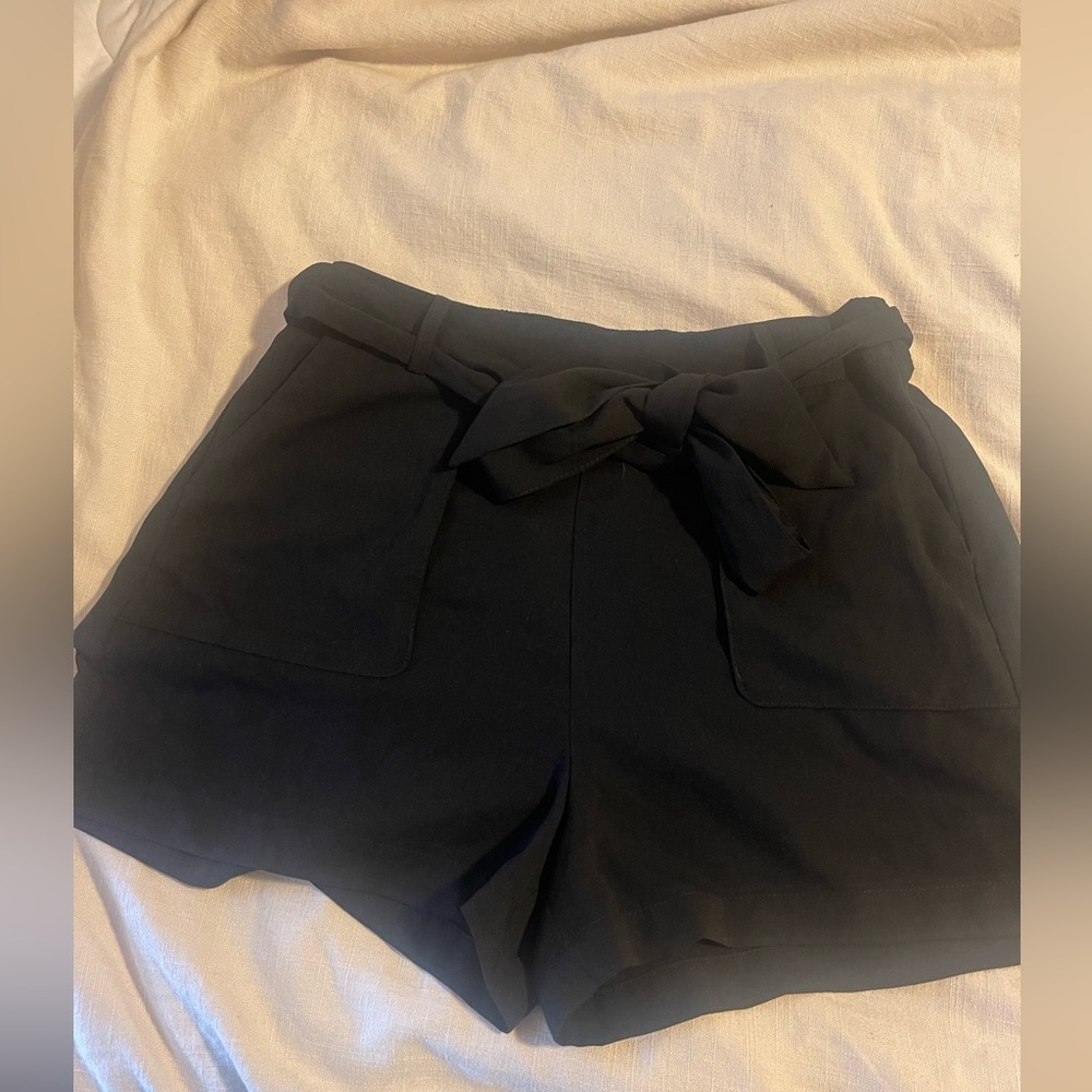 A New Day Black Shorts with Bow in Front